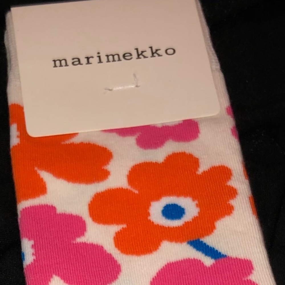 Women Spring Summer Marimekko Orange Pink Retro Flower Size 37-39 (US 6-8.5）